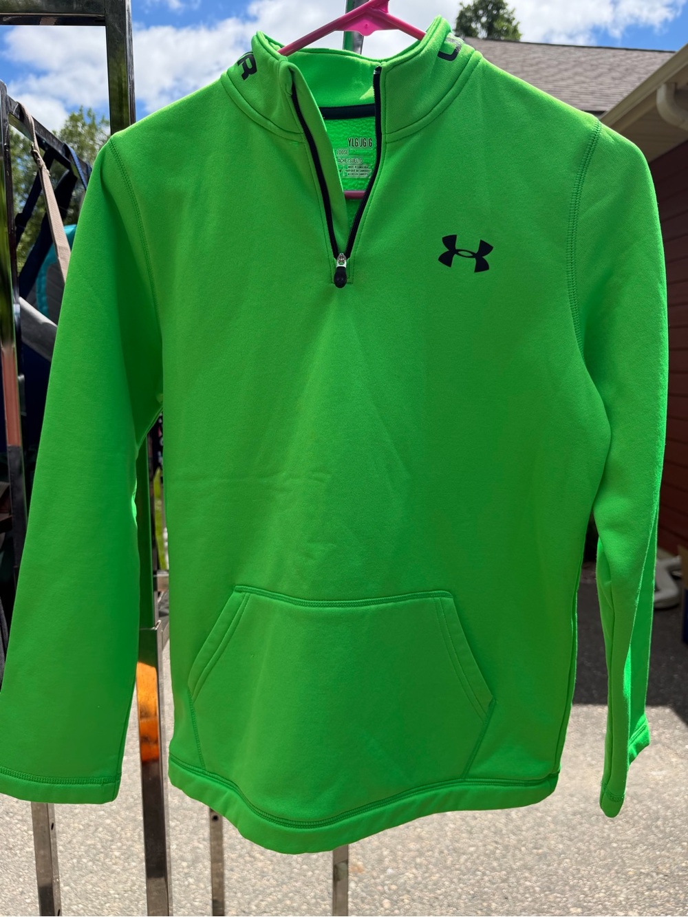 Under Armour Neon Green Fleece ColdGear Half-Zip Pullover